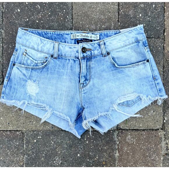 Zara Pants - Zara Trafaluc distressed mid rise denim jean shorts size 4